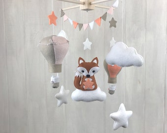 Baby mobile - fox mobile - hot air balloon mobile - clpud mobile - star mobile - nursery mobile - baby crib mobiles
