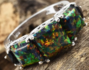 Simply Amazing Black Ridge Opal Ring - Size 6