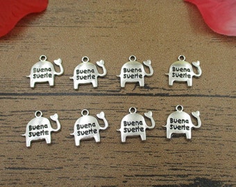 30 Cute Elephant Charms,Antique Silver Tone-RS327