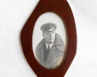 Antique WW1 Wooden Photo Frame Made From Plane Propellor, Original 1917 Photo
