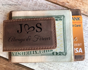 Husband Gift For Fathers Day Boyfriend Gift For Fathers Day Gifts For Him, Mens Leather Money Clip Personalized Money Clip Leather Wallet