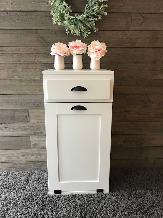 tilt out trash bin white weathered wood recycle