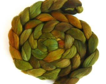 Brass Pot, Rambouillet Wool Roving - Hand Painted Spinning or Felting Fiber