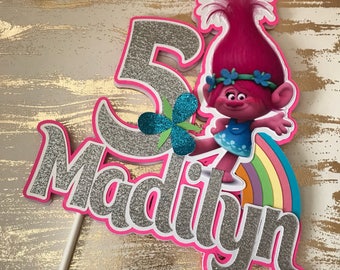 Trolls cake topper, Trolls decoration, Trolls party, Trolls birthday party tableware