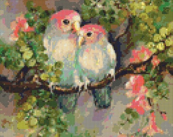 Vintage Lovebirds Cross Stitch pattern PDF - Instant Download!