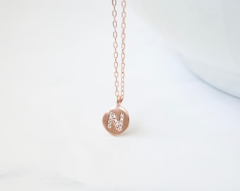 Letter Charm Necklace, Rose Gold Initial Necklace, Letter Necklace, Graduation Gift, New Mom, Bridesmaid Gift, Teen Gift, Birthday Gift