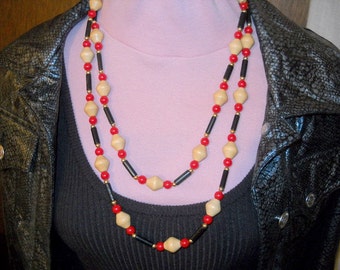 Vintage 1970's Bead Necklace, 54 inches Long