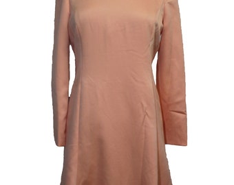 Vintage Peach Long Sleeve Collar Dress