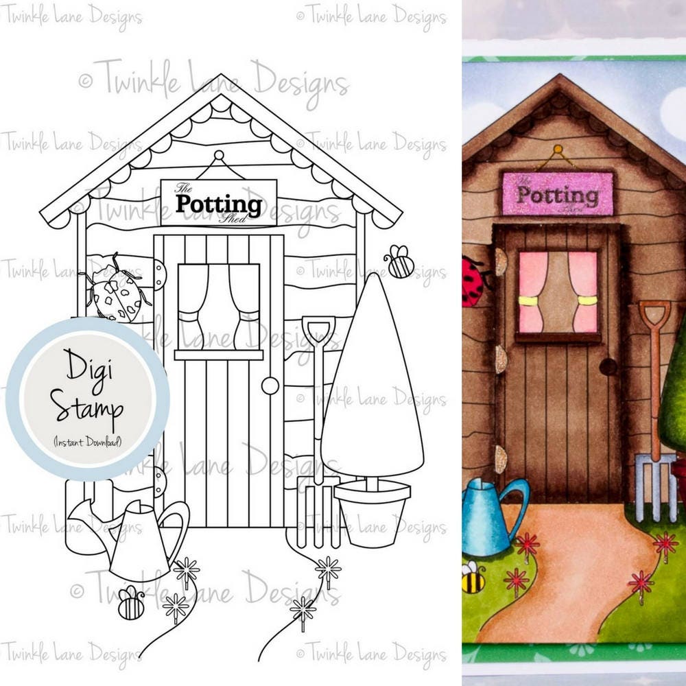 Gardening, Digi Stamp, Garden Shed, Gardening Scene, Yard Scene ...