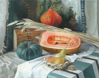Still life painting. Painting for dining room. Kitchen art. Original realistic art.