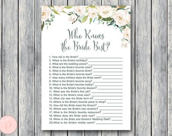 How well do you know the Bride game, Who knows the bride best, Engagement Game, Bridal shower Game Printable, Instant Download TH61 dd