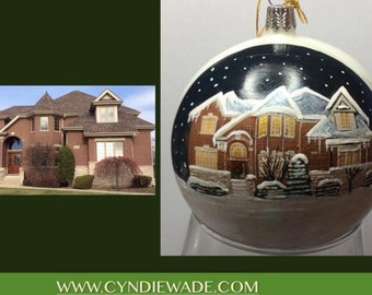 4" Custom Painted House Ornament bulb