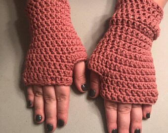 Mauve Fingerless Texting Gloves