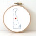 Delaware Map Cross Stitch Pattern. Delaware art pattern with Dover. Delaware state ornament pattern. DE decor. Wedding gift.