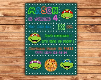 Ninja Turtle Invitation, Ninja Turtles Party, TMNT invitation, Teenage Mutant Ninja Turtle invitations, TMNT Birthday Invitation