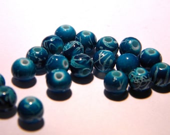 Pearl 8 mm - turquoise - 20 beads "tréfilées" - acrylic-PG61
