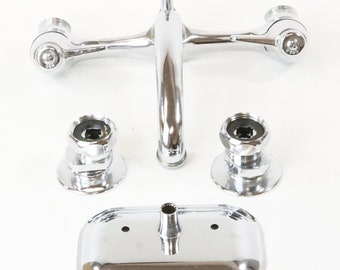 Vtg Sterling 45 Degree Combination Sink Faucet 8" Center 6" Spout NOS