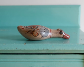 Vintage Tonala Mexican folk art ceramic duck, antique mexican art Tonala, vintage tonala ceramic bird