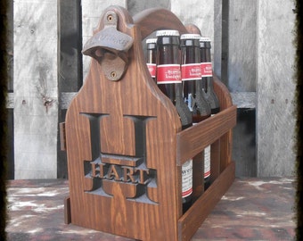Groomsmen gift idea - Rustic Beer Tote - Personalized Carrier Caddy - Man cave - Gift for men - Birthday Gift for him - Beer Gift