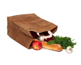 Grocery Bag // Waxed Canvas Bags // Reusable Grocery Bag // Brown Bag