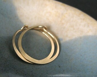MINI (5/8 inch -16mm) solid 14K gold hoop earrings