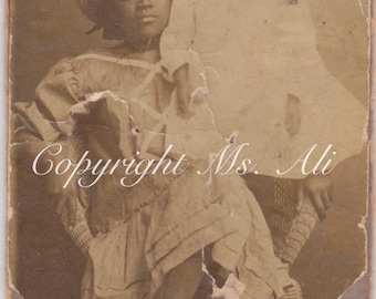 Shabby Memories - African American Siblings Antique Photograph - Cabinet photo