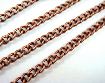 5ft Antique Copper Curb Chain Plated Iron 3.7x2.5mm Not Soldered - 5 feet - STR9047CH-AC5