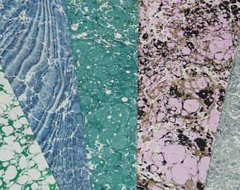 5 Hand Marbled Papers 50cm x 75cm