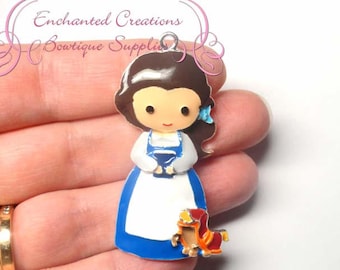 2" Belle With Ottoman Friend Inspired Charm, Yellow Ball Gown, Chunky Pendant, Keychain, Bookmark, Zipper Pull, Chunky Jewelry, Purse Charm