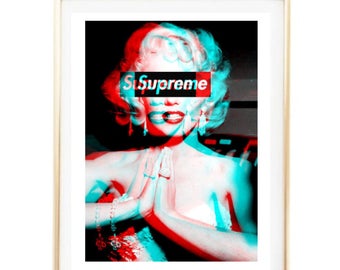 supreme marilyn monroe print fashion logo art room decor Typographic Print brandy melville frame quotes bedroom decor tumblr room decor 8x10