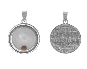 Million Charms 925 Sterling Silver Religious Charm Pendant, 3-D Mustard Seed Dome If Ye Have Faith, Movable