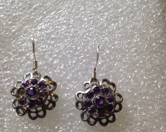 Nemesis Vintage Handmade Sterling Silver deep blue Iolite earrings