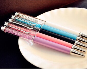 Customized Engraved Crystal Gem Pen with Stylus Great wedding favors/Christmas/birthday gifts // Comes in different colors