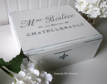 French Typography Keepsake Memento Box Storage Photos Pictures Holder