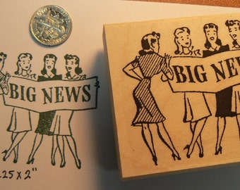 Big News rubber stamp Wood Mounted P34
