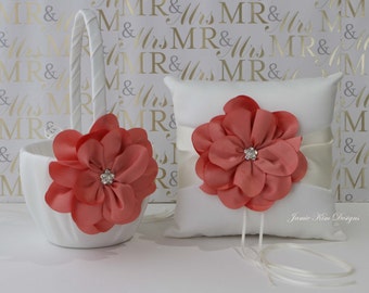 Ring bearer pillow and flower girl basket set