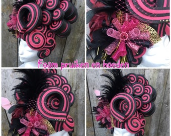 SALE!! Foam wig pink/black