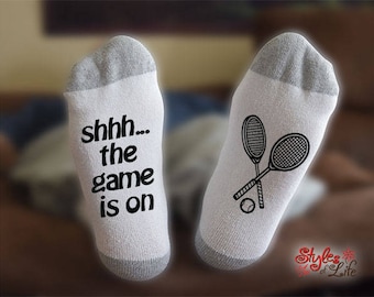 Tennis Socks, Shhh The Game Is On, Gift For Her, Gift For Him, Gift For Wife, Gift For Husband