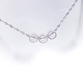 Simple Circle Digging Necklace in Solid Sterling 925 Silver (SN062)