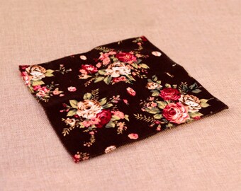 Black Floral Pocket Square | Flower | Groom | Men | Wedding | Handkerchief | Fall | Ideas | gifts | for him