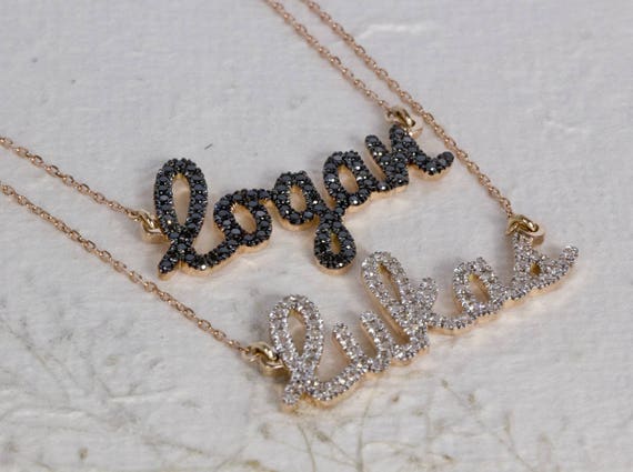 Download Two Name Necklace Layered Name Necklace Diamond Name