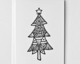 Cthulhu Christmas Tree Holiday Greeting Card Silhouette