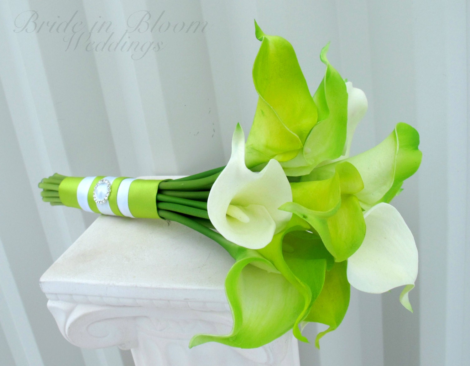 Bridesmaid bouquet Lime green bouquet Real touch calla lily