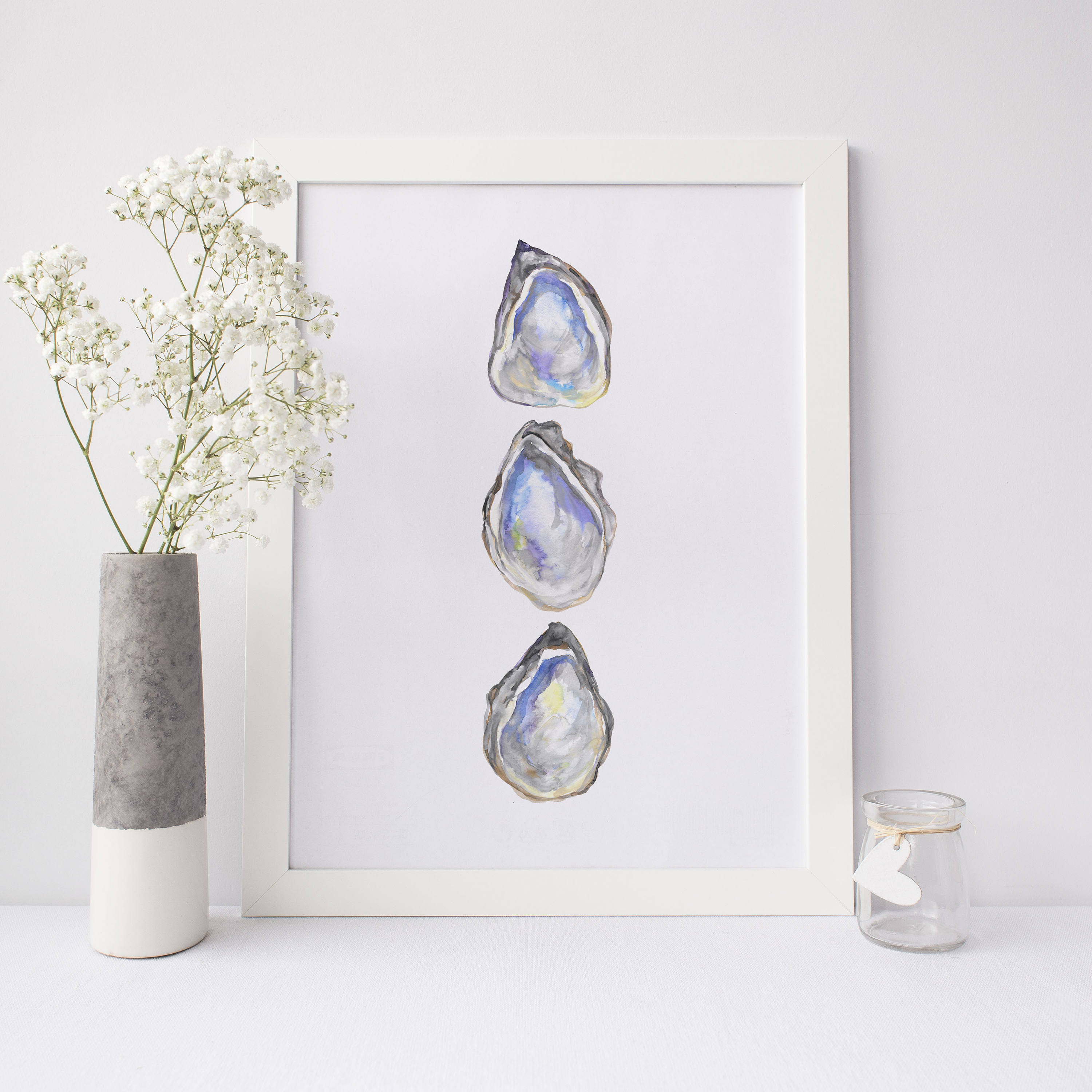 Oyster Pearl Art Oyster Prints Oyster Watercolor Watercolor