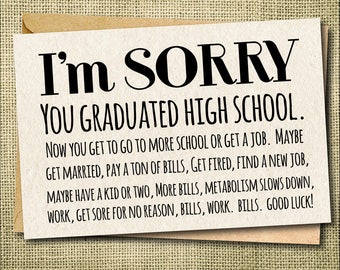 Congrats Grad Card, Sorry Grad, Congratulations Card, Graduation Card, celebration card, high school graduation card, congrats from parents