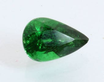 Grass Green Tsavorite Garnet Faceted Pear Rain Drop Untreated Gemstone .67 carat