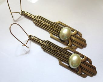 Art Deco earrings Art Nouveau earrings iconic 1920s 1930s style vintage jewellery pearl drop earrings architectural earrings