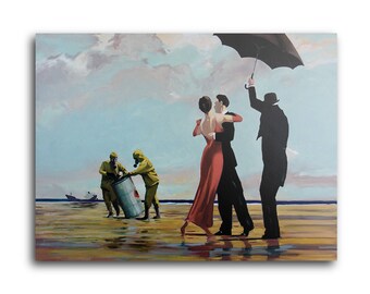 Banksy Dancing at Toxic Wastes Brushed Aluminum Metal Print