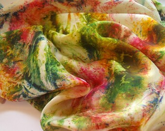 Speckled Playsilk: Hello Spring Hand Dyed Silk Scarf for Wear and Play (Waldorf Rainbow Silk) You Choose Size