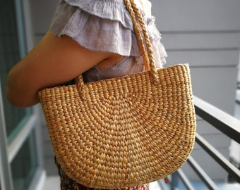 Natural Basket Handmade Straw bag Water Hyacinth Bag Woven Bag Sea Grass Bag Beach Bag Hand Bag Shoulder Bag